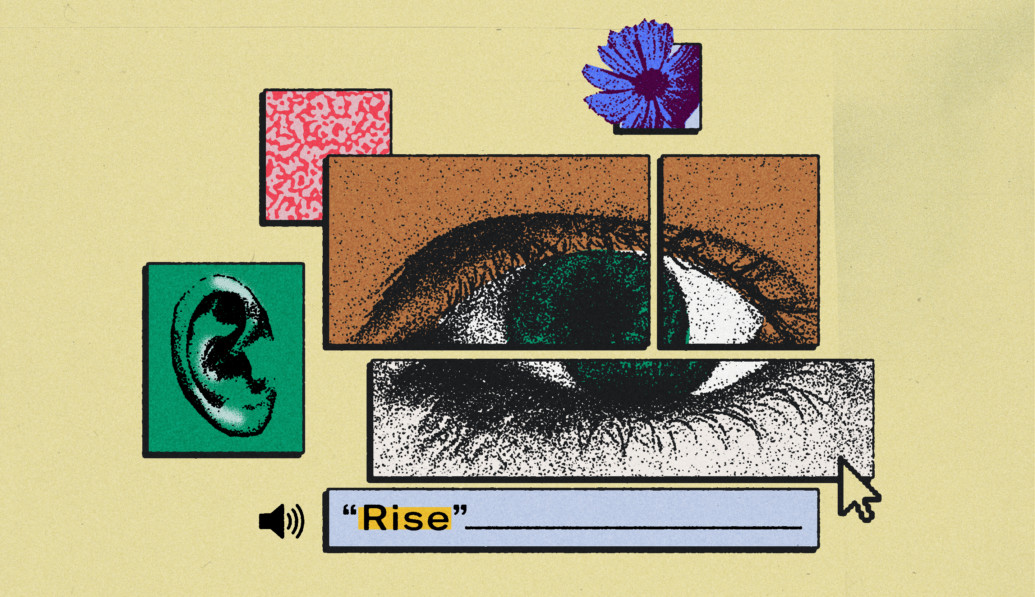 Abstract collage of rectangles that make up a face