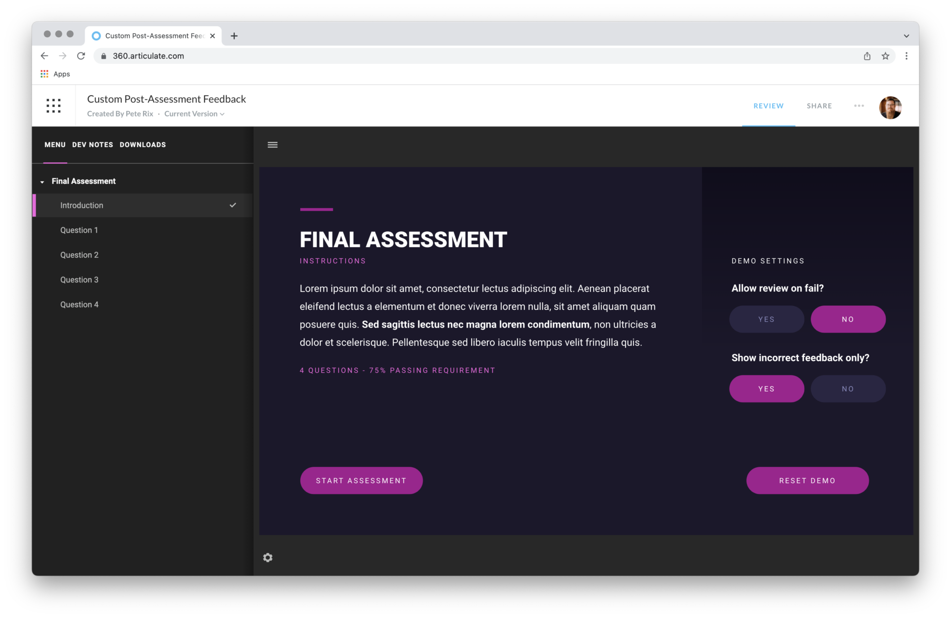 With our template, post-assessment feedback slides are more in-depth and on-brand.